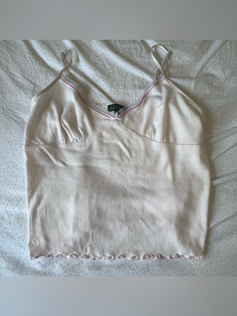 Ralph Lauren Light Pink Ribbed Cami with Pink Trim